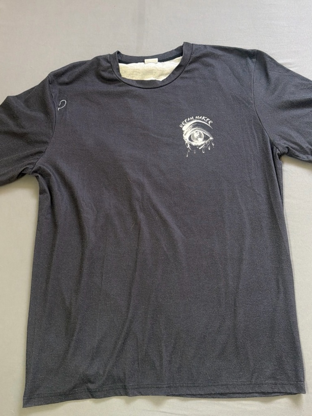 Crew Neck Short Sleeve Tee with Eye Graphic - Black